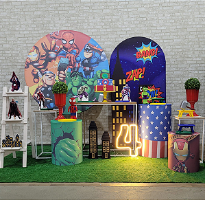 Alugue Tema Para Festa Decoração Vingadores Baby Tecido ( Modelo 3 )
