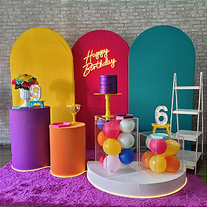 Alugue Tema Para Festa Decoração Colorida Tecido ( Modelo 2 )