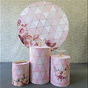 Alugue Tema Para Festa Decoração Flores Rosa Tecido ( Modelo 1 )