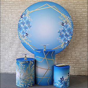 Alugue Tema Para Festa Decoração Flores Azul Tecido ( Modelo 4 )