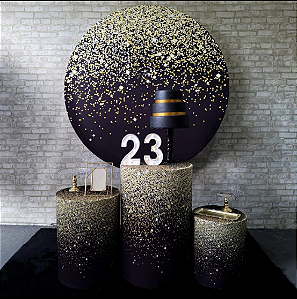Alugue Tema Para Festa Decoração Glitter Dourado Tecido ( Modelo 2 )