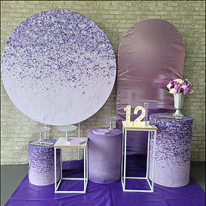 Alugue Tema Para Festa Decoração Glitter Lílas Tecido ( Modelo 3 )