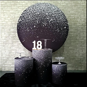 Alugue Tema Para Festa Decoração Glitter Prata Tecido ( Modelo 2 )