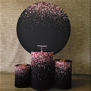 Alugue Tema Para Festa Decoração Glitter Rosa Tecido ( Modelo 1 )