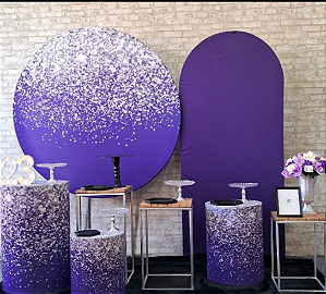 Alugue Tema Para Festa Decoração Glitter Roxo Tecido ( Modelo 6 )