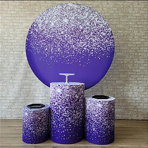 Alugue Tema Para Festa Decoração Glitter Roxo Tecido ( Modelo 4 )