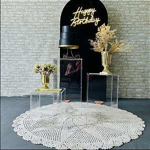 Alugue Tema Para Festa Decoração Happy Preto Tecido ( Modelo 3 )