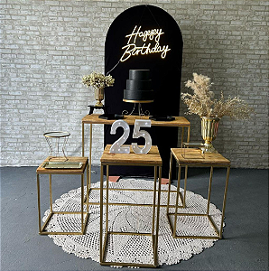 Alugue Tema Para Festa Decoração Happy Preto Tecido ( Modelo 2 )