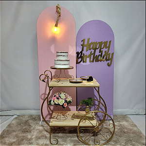 Alugue Tema Para Festa Decoração Happy Rosa com Lílas Tecido