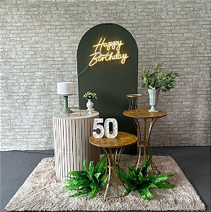 Alugue Tema Para Festa Decoração Happy Verde Militar Tecido ( Modelo 1 )