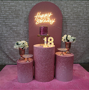 Alugue Tema Para Festa Decoração Happy Rose Tecido ( Modelo 1 )