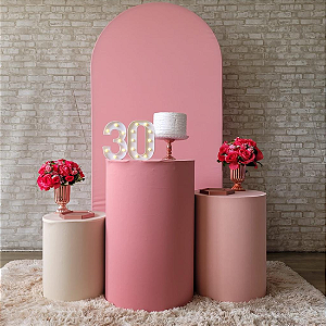 Alugue Tema Para Festa Decoração Happy Rosa Nude Tecido ( Modelo 2 )