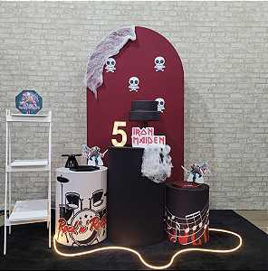 Alugue Tema Para Festa Decoração Iron Maiden Modelo Personalizado Tecido
