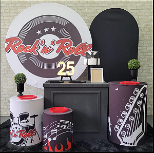 Alugue Tema Para Festa Decoração Rock Roll Tecido ( Modelo 3 )