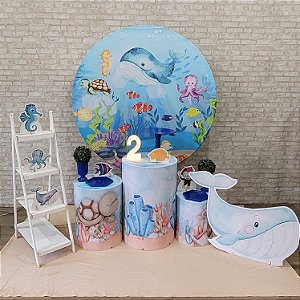 Alugue Tema Para Festa Decoração Fundo do Mar Menino Tecido ( Modelo 1 )