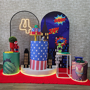 Alugue Tema Para Festa Decoração Vingadores Tecido ( Modelo 4 )