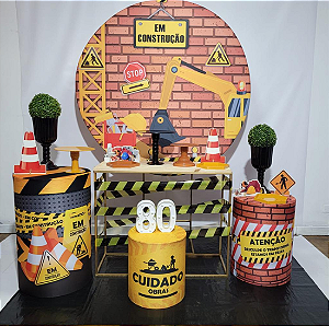 Alugue Tema Para Festa Decoração Construção Civil Tecido ( Modelo 2 )