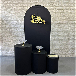 Alugue Tema Para Festa Decoração Happy Preto Tecido ( Modelo 3 )