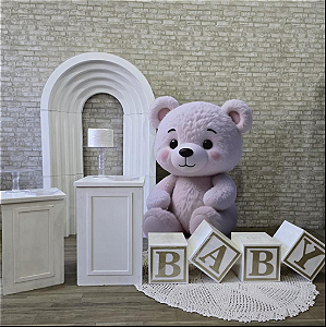 Alugue Tema Para Festa Decoração Chá Revelação Ursão Tecido ( Modelo 3 )