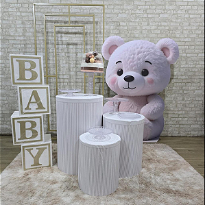 Alugue Tema Para Festa Decoração Chá Revelação Ursão Tecido ( Modelo 2 )