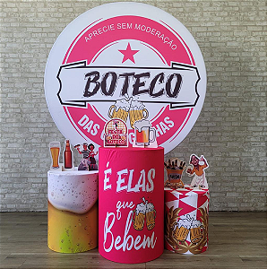 Alugue Tema Para Festa Decoração Boteco Rosa Tecido ( Modelo 1 )