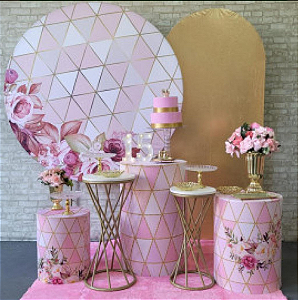 Alugue Tema Para Festa Decoração Flores Rosa Tecido ( Modelo 3 )