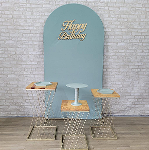 Alugue Tema Para Festa Decoração Happy Verde Eucalipto Tecido ( Modelo 1 )