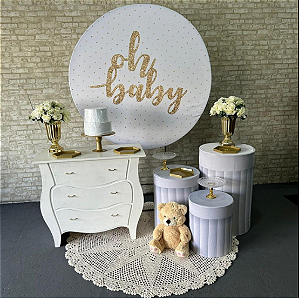 Alugue Tema Para Festa Decoração Chá Revelação Oh Baby Tecido ( Modelo 2 )