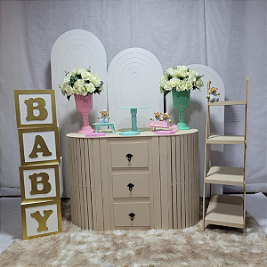 Alugue Tema Para Festa Decoração Chá Revelação Rosa e Verde Tecido ( Modelo 2 )