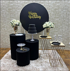 Alugue Tema Para Festa Decoração Preto Tecido ( Modelo 1 )