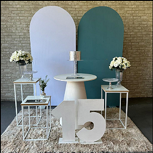 Alugue Tema Para Festa Decoração Branco com Azul Tecido ( Modelo 1 )