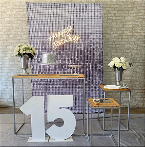 Alugue Tema Para Festa Decoração Prata Tecido ( Modelo 1 )