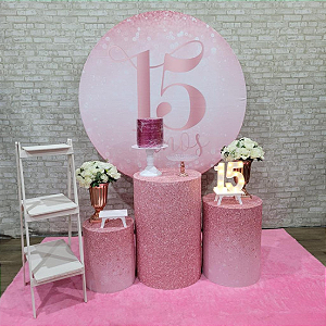 Alugue Tema Para Festa Decoração Rosa Tecido ( Modelo 2 )