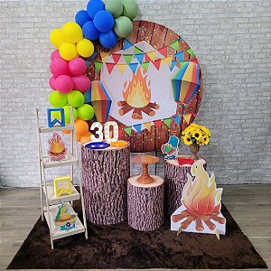 Alugue Tema Para Festa Decoração Junina Tecido ( Modelo 14 ) Acompanha Balão
