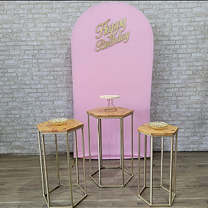 Alugue Tema Para Festa Decoração Happy Rosa Bebê Tecido ( Modelo 1 )