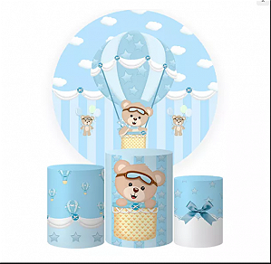 Alugue Tema Para Festa Decoração Ursinho Baloeiro Tecido ( Modelo 1 )