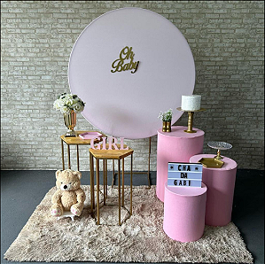 Alugue Tema Para Festa Decoração Chá de Bebê Rosa Tecido ( Modelo 2 )