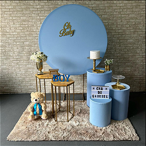 Alugue Tema Para Festa Decoração Chá de Bebê Azul Bebê Tecido ( Modelo 1 )