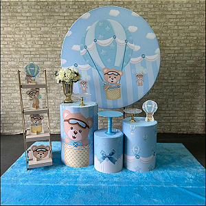 Alugue Tema Para Festa Decoração Ursinho Baloeiro Tecido ( Modelo 2 )