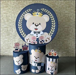 Alugue Tema Para Festa Decoração Ursinho Príncipe Tecido ( Modelo 1 )