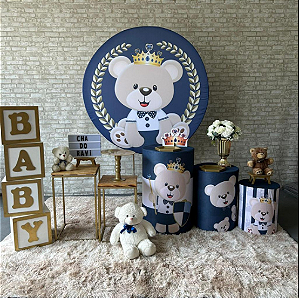 Alugue Tema Para Festa Decoração Ursinho Príncipe Tecido ( Modelo 3 )