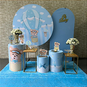 Alugue Tema Para Festa Decoração Ursinho Baloeiro Tecido ( Modelo 3 )