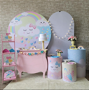 Alugue Tema Para Festa Decoração Chuva de Amor Tecido ( Modelo 3 )