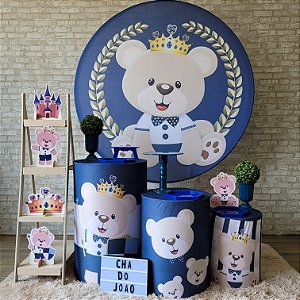 Alugue Tema Para Festa Decoração Ursinho Príncipe Tecido ( Modelo 2 )