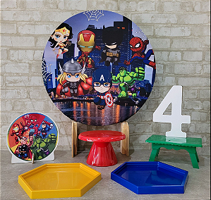 Alugue Tema Para Festa na Mesa Decoração Heróis Baby