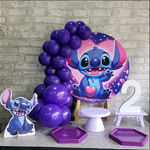 Alugue Tema Para Festa na Mesa Decoração Stitch ( Modelo 2 ) Acompanha Balão