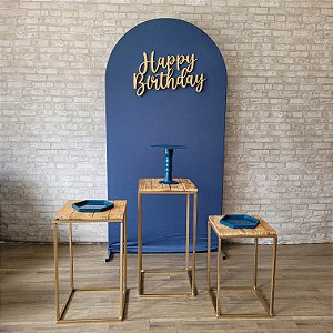 Alugue Tema Para Festa Decoração Happy Azul Petróleo Tecido ( Modelo 1 )