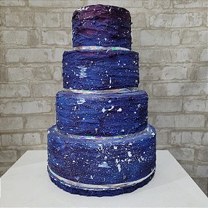 Alugue Bolo Fake Tema - Glitter Azul com Prata
