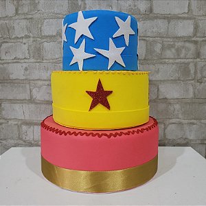 Alugue Bolo Fake Tema - Mulher Maravilha