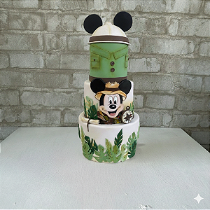 Alugue Bolo Fake Cenográfico Mickey Safari